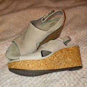 Clarks Beige Wedge Sandals for Women